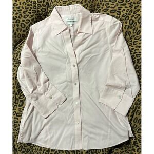 Foxcroft Light Pink‎ 3/4 Sleeve Non Iron Stretch Button Up Blouse, Medium
